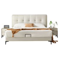 双虎轻奢奶油风皮床主卧实木大床现代简约软包齐边双人床23659J 【版】床+床头柜*1 659A雪松灰-真皮低箱1.8*2.0米