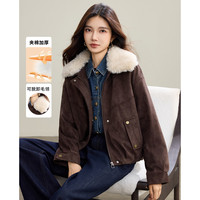 TERRE BLEUE 复古豹纹 女士麂皮绒夹克棉服外套