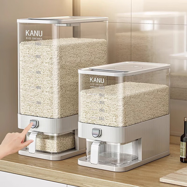 移动端、京东百亿补贴：优勤 米桶家用2025新款 防虫防潮密封米缸 20斤 奶油白