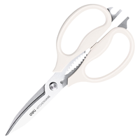 得力（deli）食品级厨房剪刀家用食品剪 可夹核桃多功能家用不锈钢剪骨剪子鸡骨剪 灰 TJ18得力办公好物 【实惠】190mm多功能剪刀-灰