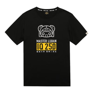 王者荣耀 IQ250鲁班猛猛黑款中性印花圆领棉质短袖T恤EMG4418050657007 黑色 XL