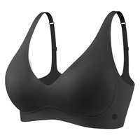 素肌良品果冻条无痕内衣女小胸聚拢无钢圈收副乳文胸罩防下垂薄款 气质黑