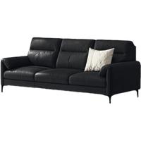 维莎意式极简真皮沙发轻奢头层牛皮软包沙发小户型三人位客厅家具 三人位2.2m黑色