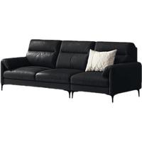 维莎意式极简真皮沙发轻奢头层牛皮软包沙发小户型三人位客厅家具 大三人位2.51m黑色
