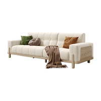 顾家家居 KUKA顾家木艺 沙发白蜡木奶油风客厅直排组合羊糕绒皮沙发PT8011FS 【亲肤猫爪绒】小四人位-约2.15M 【45天发货】