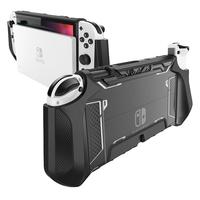 SUPCASE 适用于Switch OLED保护壳 全包防摔一体成形可直插充电底座 (OLED版)雅黑-手柄可抽出