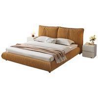 全友家居 法式布艺主卧室双人大床1.8米2米家用软包落地床家具115067 灯芯绒|1.8米软床单床