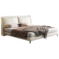 布雷尔 Buleier轻奢真皮床现代简约双人床意式极简软包主卧高端大气皮艺床