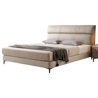 慕思(de RUCCI)全真皮床 双人床1.8米2米简约主卧大床卧室家具大床双人床艺床 全真皮齐边款(深米色)-BCW1-073 1800*2000