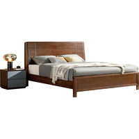 林氏家居全实木床极简风排骨架床原木风双人床1.8米2米主卧大床LS303A1 离地高度可调|红胡桃木|单床 1.5x2米 排骨架款|红胡桃木|单床