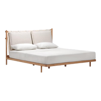 NORHOR北欧表情/素住中古侘寂/海尔姆棉麻实木双人床主卧1.8米1.5m 布艺织/奶油色款 1800mm*2000mm框架结构