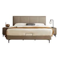 双虎意式简约皮艺床超薄床头双人主卧床1.5米小户型卧室家用大床705 【超薄床头】床+床垫 【头层牛皮B暮冬灰】1.8*2.0米