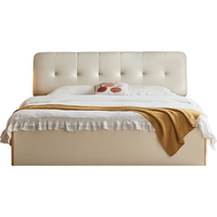 林氏家居床女生卧室奶油风软包布艺床主卧简约1.5米大床林氏木业 【白色】普通床+床头柜+CD155A床垫 1800*2000mm