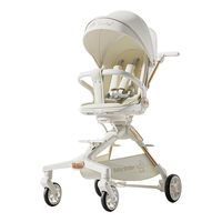 鑫百智婴儿推车可坐可躺遛娃一键收车0-3岁用折叠高景观溜娃神车 星月白丨餐盘+杯架 铝合金材质+双向推行+一键收车