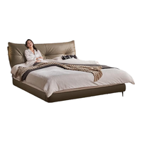 CBD家居现代简约真皮床主卧双人大床皮床婚床软包床轻奢床D3037CJ 奶油白-【单床】 1500*2000