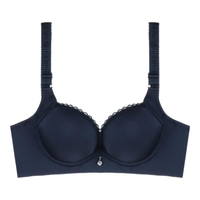 夏娃秘语光面无痕胸罩收副乳上托调整型女内衣小胸聚拢显大无钢圈文胸 魅蓝(Y013) 75A/34A(上薄下厚杯约2.8CM)