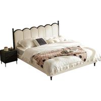 LINSY 林氏家居 法式奶油牛皮床主卧复古涟漪小户型双人床林氏木业PC023