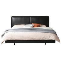 源氏木语真皮床北欧卧室头层牛皮软包床简约悬浮床1.8*2.0m+J56床垫