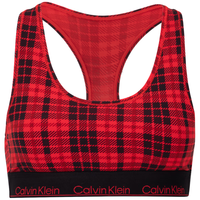 Calvin Klein内衣【摩登引力带】23秋冬女士新年红格纹轻运动文胸QF7771AD KHG-红格 S