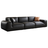 布雷尔(BULEIER)沙发大黑牛豆腐块头层牛皮沙发客厅沙发家具 3.6米脚踏豪华版 豪华版-【接触面-头层牛皮】