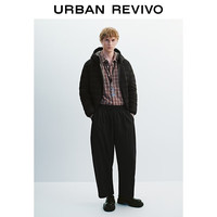 UR2025秋季男装简约休闲连帽绗缝连帽羽绒服UMB150001 黑色 XS