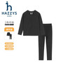 HAZZYS 哈吉斯 男女童保暖内衣套装 钻石黑