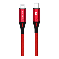 RAVPower睿能宝 苹果PD快充线 MFi认证USB-C/Type-C to Lightning闪充数据线iPhoneXsMax/XR/8P充电线 红色