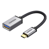 UGREEN 绿联 OTG数据线转接头Type-C转USB3.0手机接U盘扩展转换器适用华为小米荣耀10努比亚手机 黑色-3.0铝壳款
