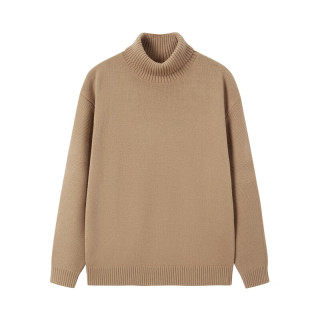 gxgjeans 美式纯色含羊毛高领毛衣 卡其色