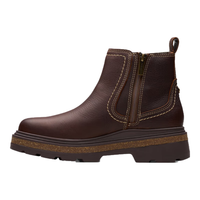 Clarks Hencroft系列女士秋冬英伦风厚底高跟切尔西短靴 棕色 牛皮