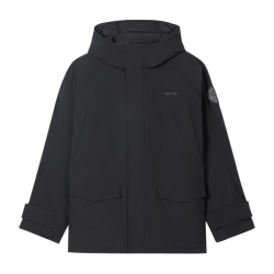 Levi's 男女同款中长款连帽羽绒服 黑色 M