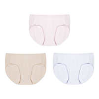 ubras高弹织带莫代尔7A抗菌裆中腰三角裤女士内裤女3条装蓝+粉+瓷肌XXL 粉末蓝+浅桃粉+瓷肌色 2XL
