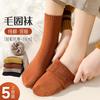 古今 秋冬款袜子100%纯棉防臭女士毛圈袜加绒加厚保暖雪地袜地板袜