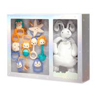 澳贝牙胶玩具手摇铃0-9月新生儿安抚巾玩偶安抚礼盒套装