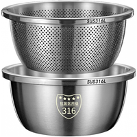 LZJV不锈钢沥水篮洗菜盆厨房家用洗水果洗菜篮淘米盆筛 特厚特深 28cm实盆送漏盆