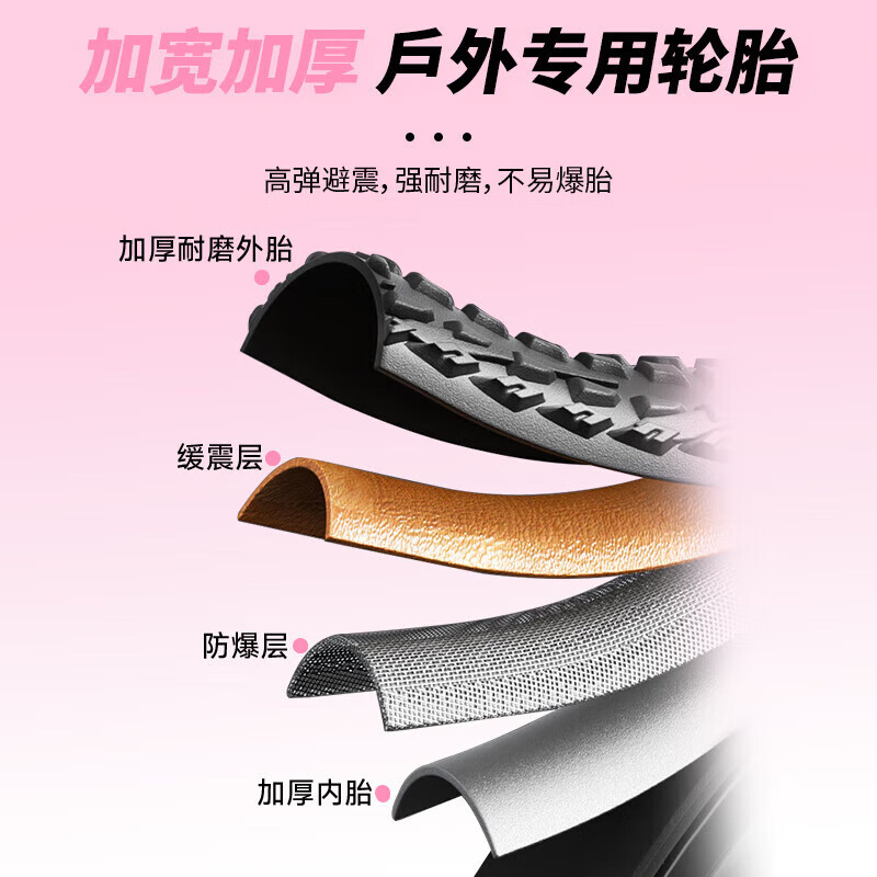 钢架-粉紫色【机械碟刹+缓冲减震】