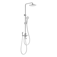 FAENZA 法恩莎 卫浴四功能淋浴花洒套装岩板置物台精铜雅黑可升降带增压喷枪花洒 F4M8836CP 四功能花洒