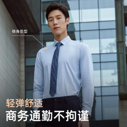 雅戈尔 长袖衬衫男棉混纺DP免烫衬衫小格纹衬衫抗皱平整舒适有型 灰蓝格子VLDP119727HFY 40