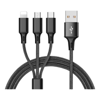  LIMZY 三合一充电 数据线  Type-C, Lightning, Micro USB 尼龙织 绅士黑 2.1-3A USB-A