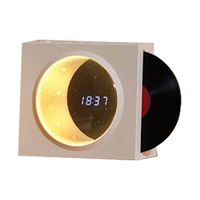 色果揽月时钟蓝牙音响 小型黑胶CD唱片机创意男生日礼物520情人节送男女朋友电脑音响智能桌面小低音炮 月光白