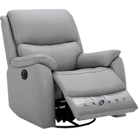 乐至宝 LAZBOY 多功能皮艺沙发单人天空灰电动GN.A617