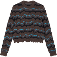 /江南布衣25冬毛针织衫提花短款开衫女5PA312630 209/深棕 XS