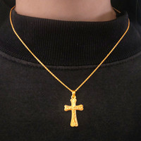 千影 CINYIN 珠宝黄金项链吊坠9999足金男女真金十字架链子素金套链送老人妈 一套足金 4.73