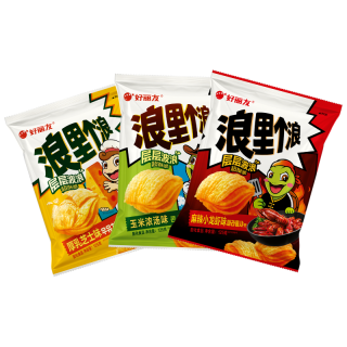 好丽友 浪里个浪薯片 焦糖爆米花味 65g 膨化食品