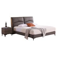 慕思(de RUCCI)床双人 简约齐边大床双人床1.8米2米婚床皮艺床 深灰色床(床架+排骨架) 1.5米*2米