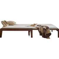 LINSY 林氏家居 折叠床全实木伸缩床无床头双人床原木极简风午休单人床林氏木业 胡桃色伸缩床+折叠床垫