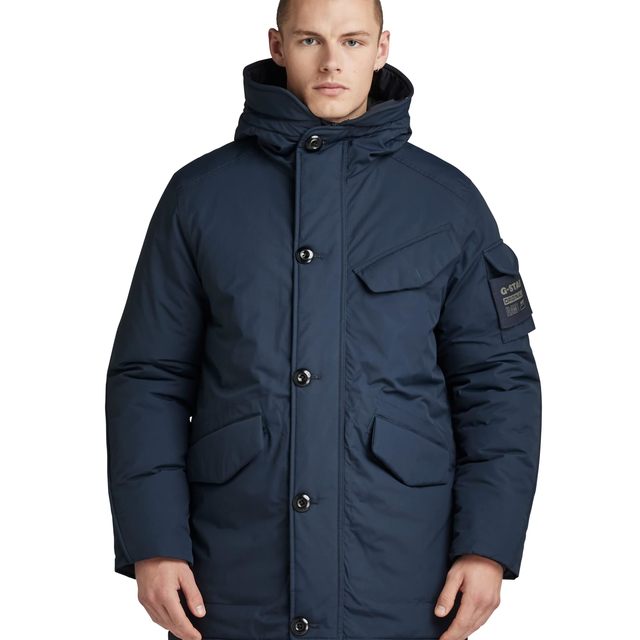 G-STAR RAW 男式 Vodan 加垫连帽派克大衣夹克,蓝色(Salute D22713-D419-C742),M, 蓝色(Salute D22713-D419-C742)