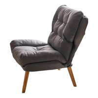 家逸懒人沙发实木阳台靠背椅子卧室休闲椅单人沙发客厅折叠躺椅电脑椅 懒人沙发椅 灰色