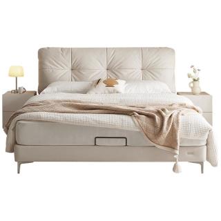 全友家居 爱梦卧室3件套装115012科技布软床乳胶床垫带双抽床头柜家具