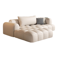 中派棉花糖真皮沙发北欧客厅现代简约奶油风泡芙直排云朵沙发 3.6米双人位+单人位+贵妃